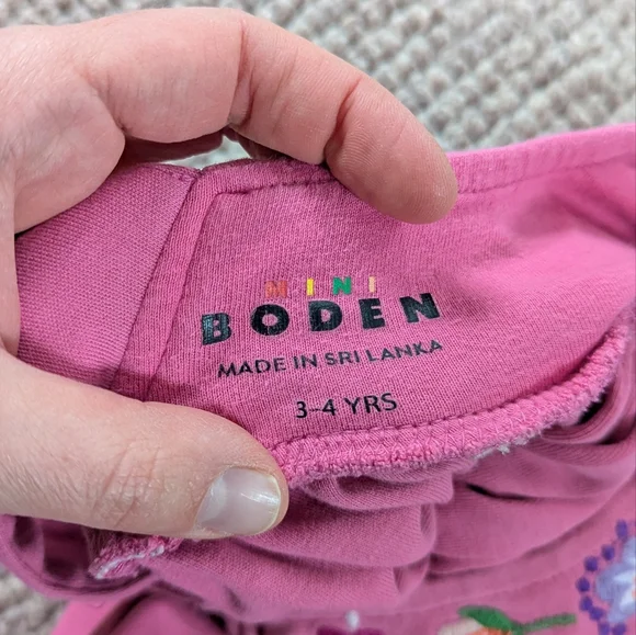 Mini Boden Pink Girls Crossback Dress with Floral Embroidery - Picture 4 of 5